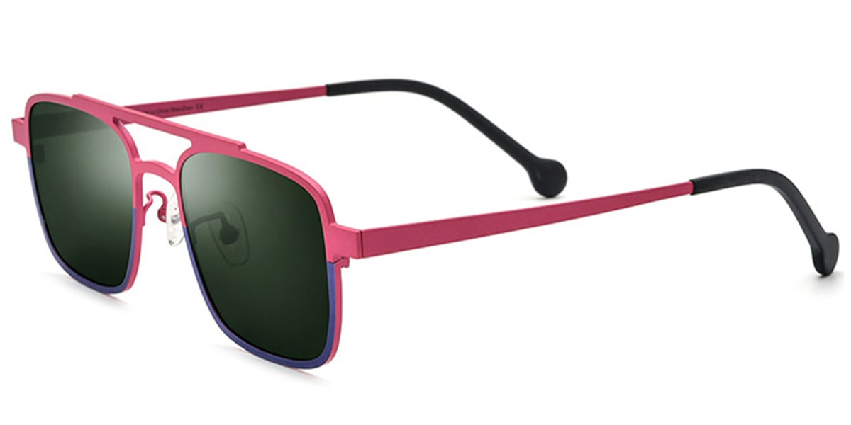 Titanium Aviator Sunglasses pattern-rose+dark_green