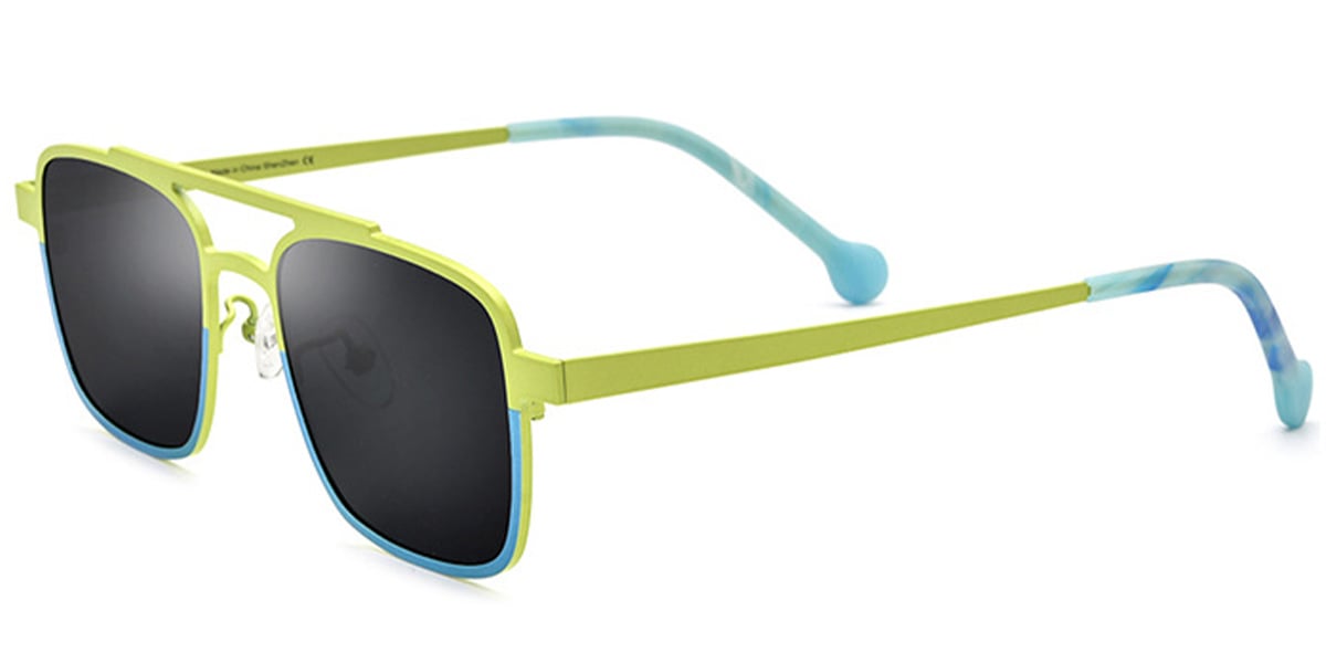 Titanium Aviator Sunglasses pattern-yellow+dark_grey