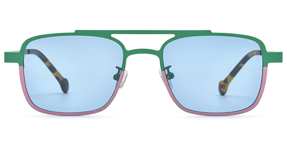 Titanium Aviator Sunglasses pattern-green+light_blue