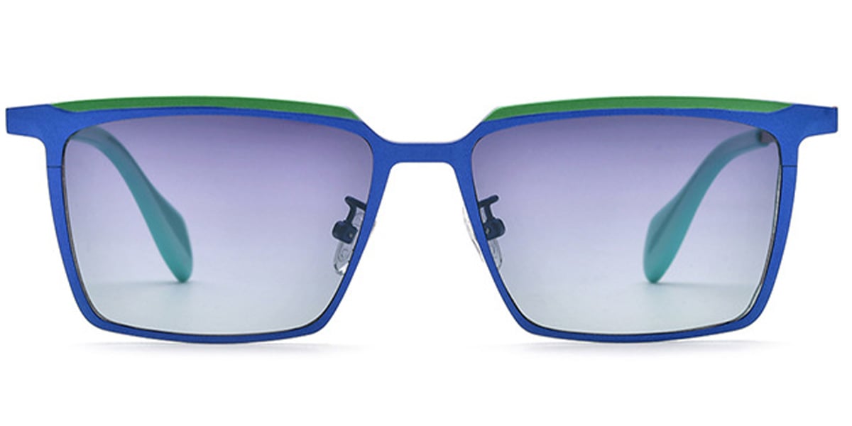Titanium Rectangle Sunglasses pattern-green+gradient_grey