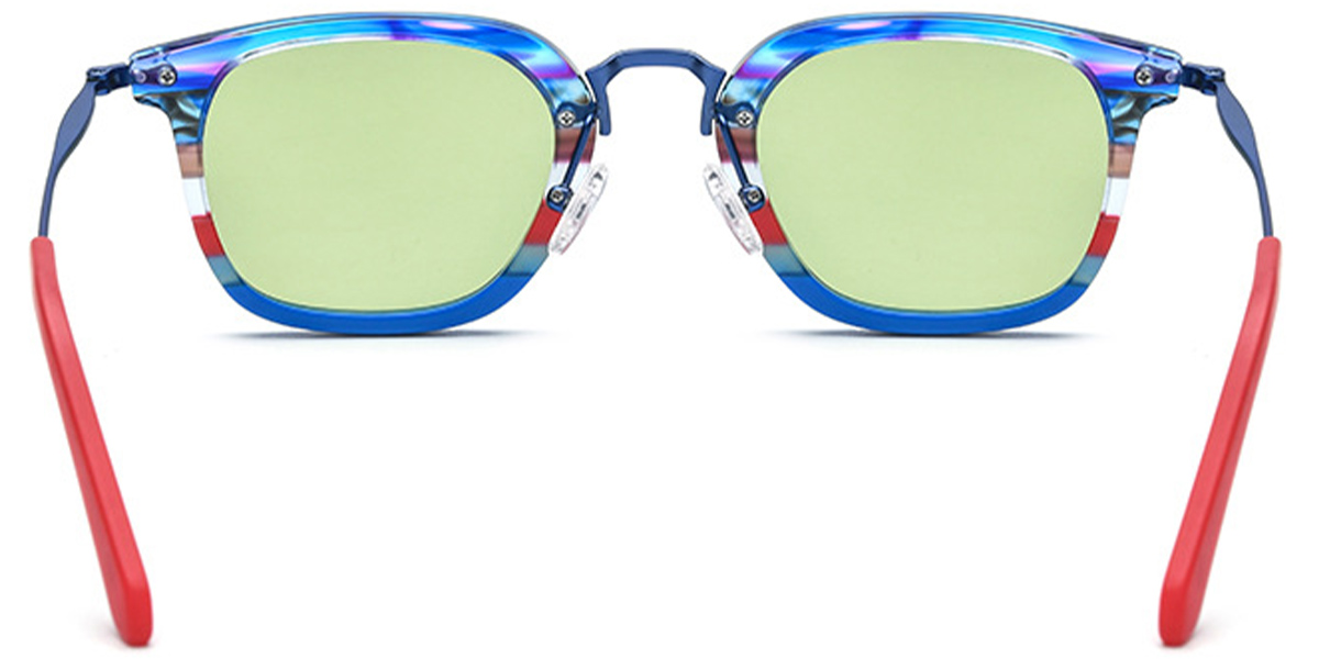 Acetate & Titanium Square Sunglasses pattern-blue+green_polarized