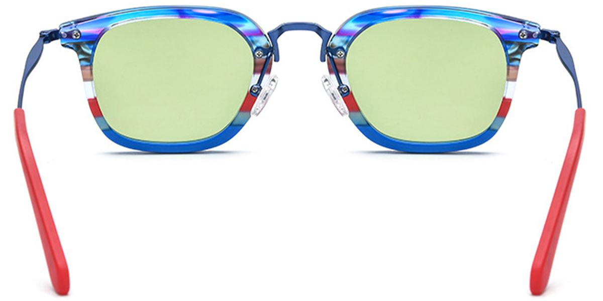 Acetate & Titanium Square Sunglasses pattern-blue+green_polarized