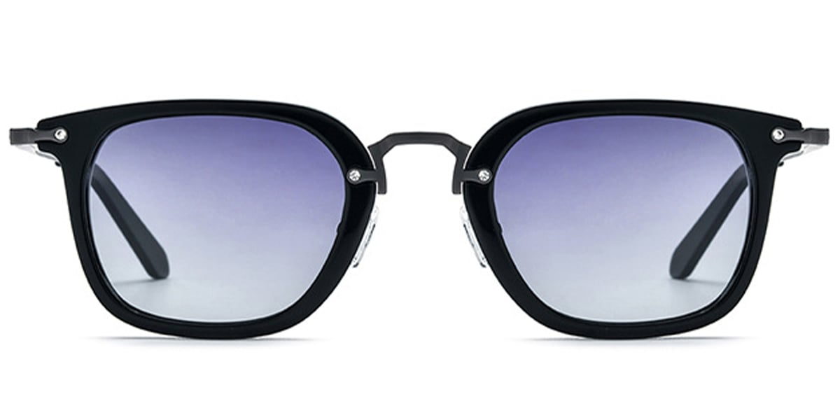 Acetate & Titanium Square Sunglasses black+gradient_grey_polarized