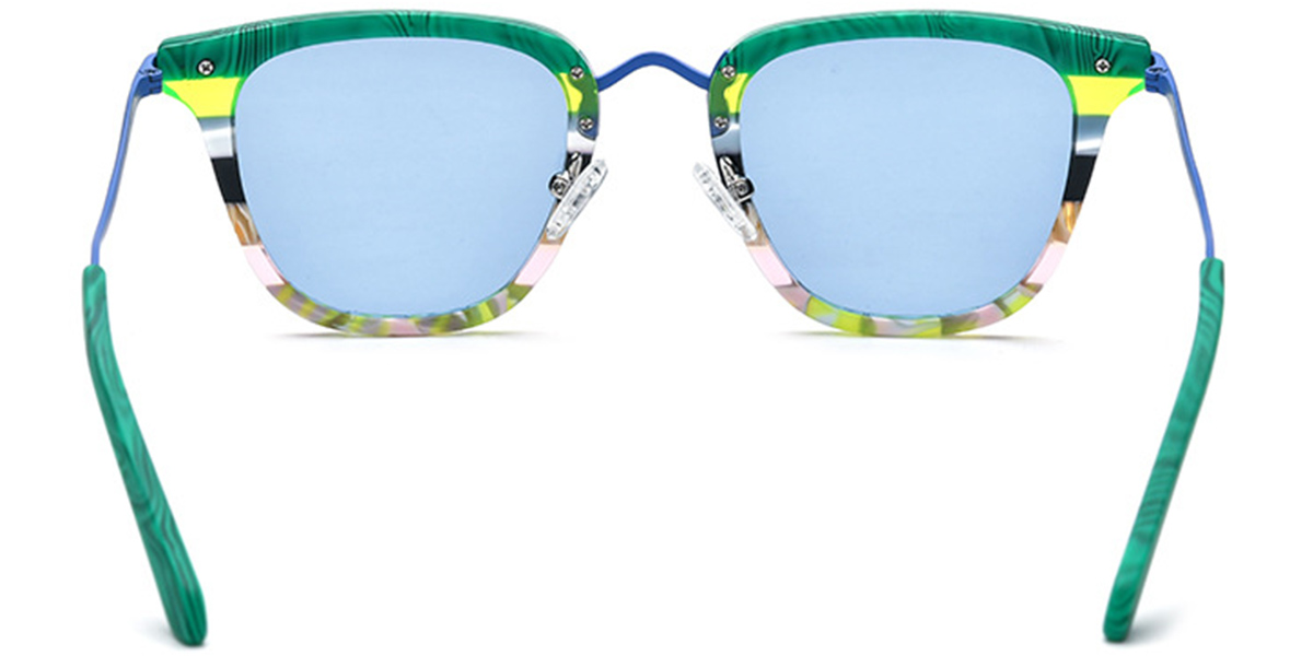 Acetate & Titanium Square Sunglasses pattern-blue+blue_polarized