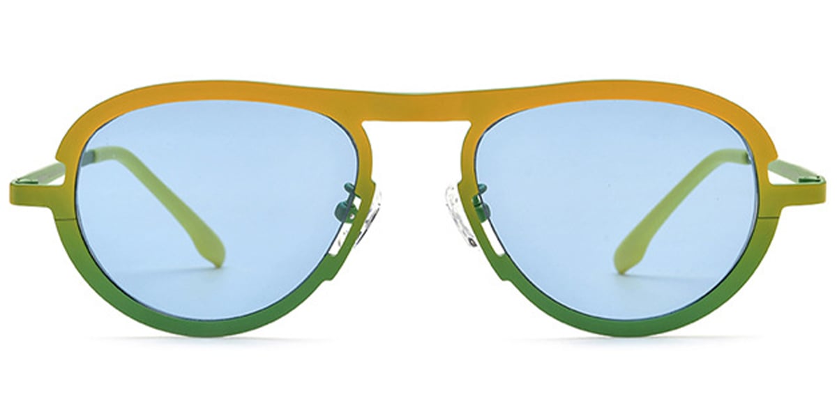 Titanium Oval Sunglasses pattern-yellow+light_blue