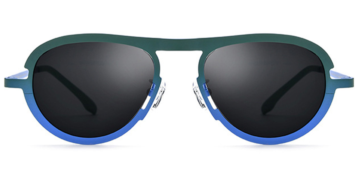 Titanium Oval Sunglasses pattern-green+dark_grey