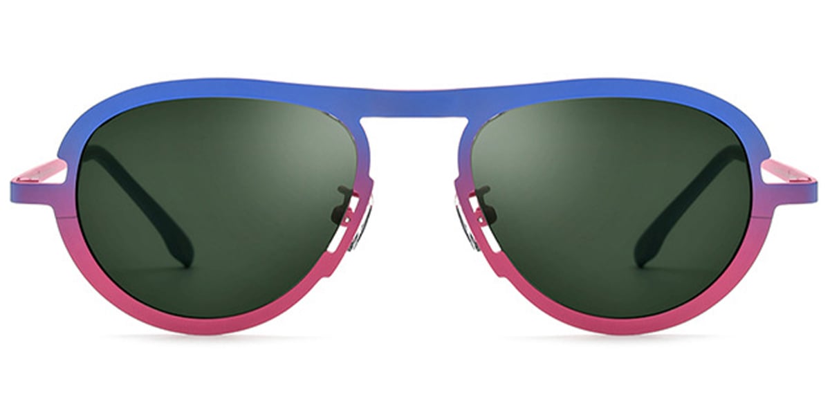 Titanium Oval Sunglasses pattern-blue+dark_green