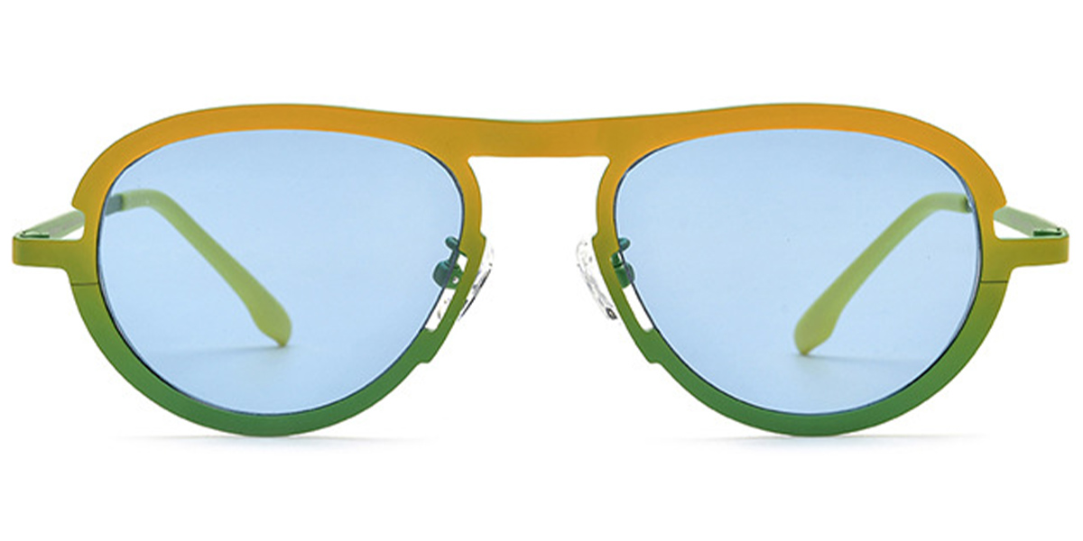 Titanium Oval Sunglasses pattern-yellow+light_blue