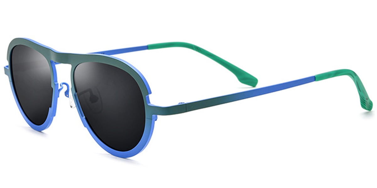 Titanium Oval Sunglasses pattern-green+dark_grey
