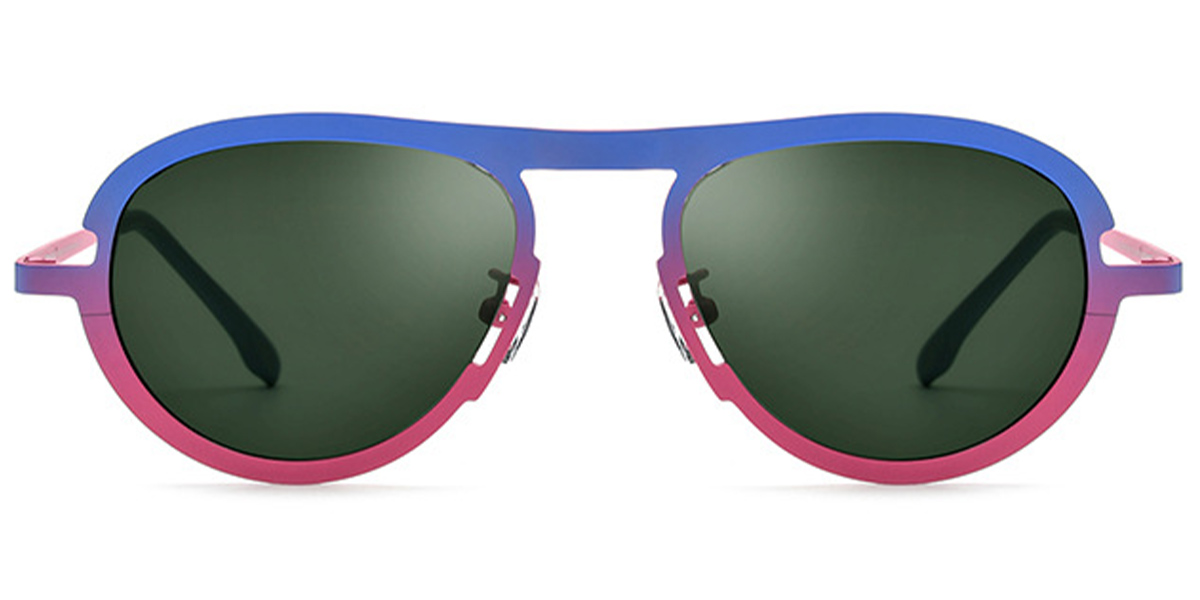 Titanium Oval Sunglasses pattern-blue+dark_green