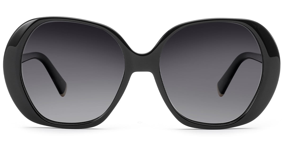 Acetate Square Sunglasses black+gradient_grey_polarized