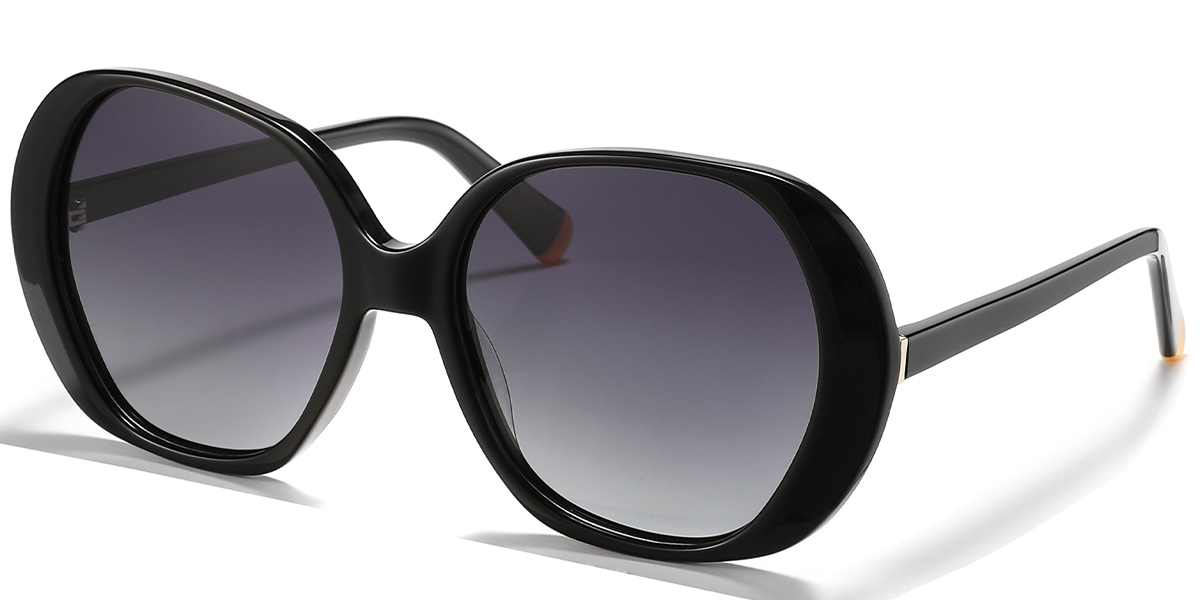 Acetate Square Sunglasses black+gradient_grey_polarized