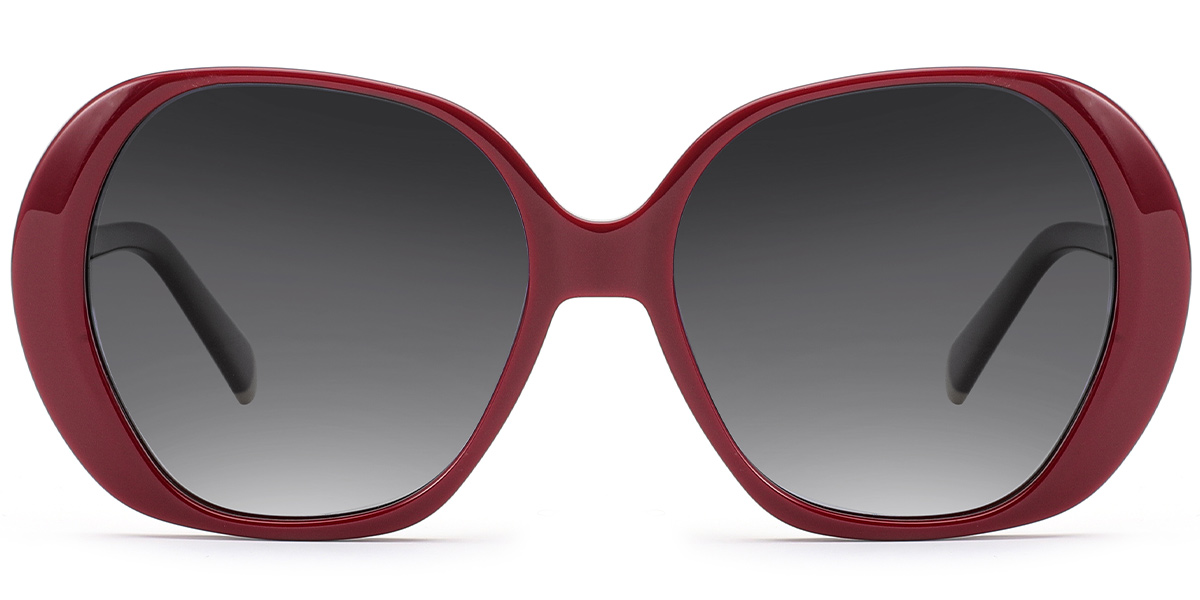 Acetate Square Sunglasses red+gradient_grey_polarized