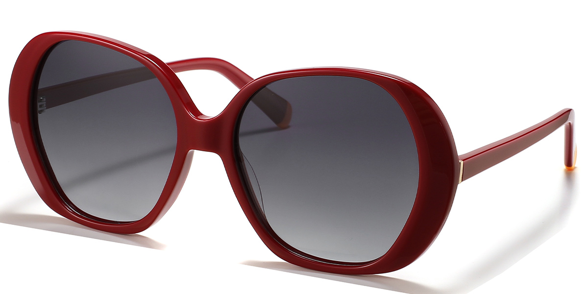 Acetate Square Sunglasses red+gradient_grey_polarized