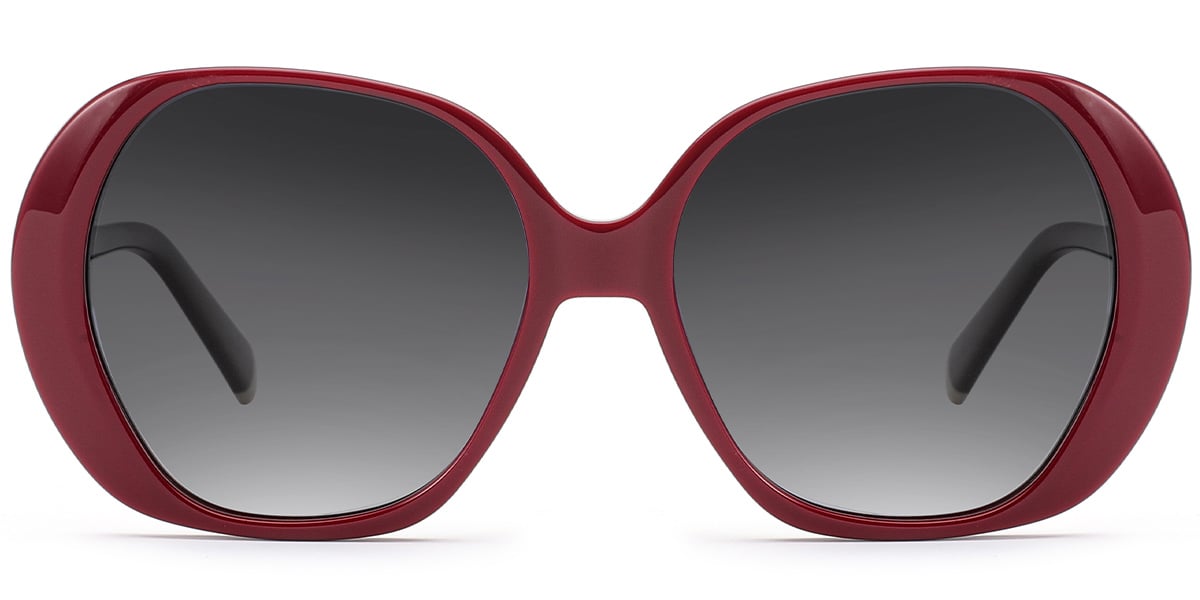 Acetate Square Sunglasses red+gradient_grey_polarized