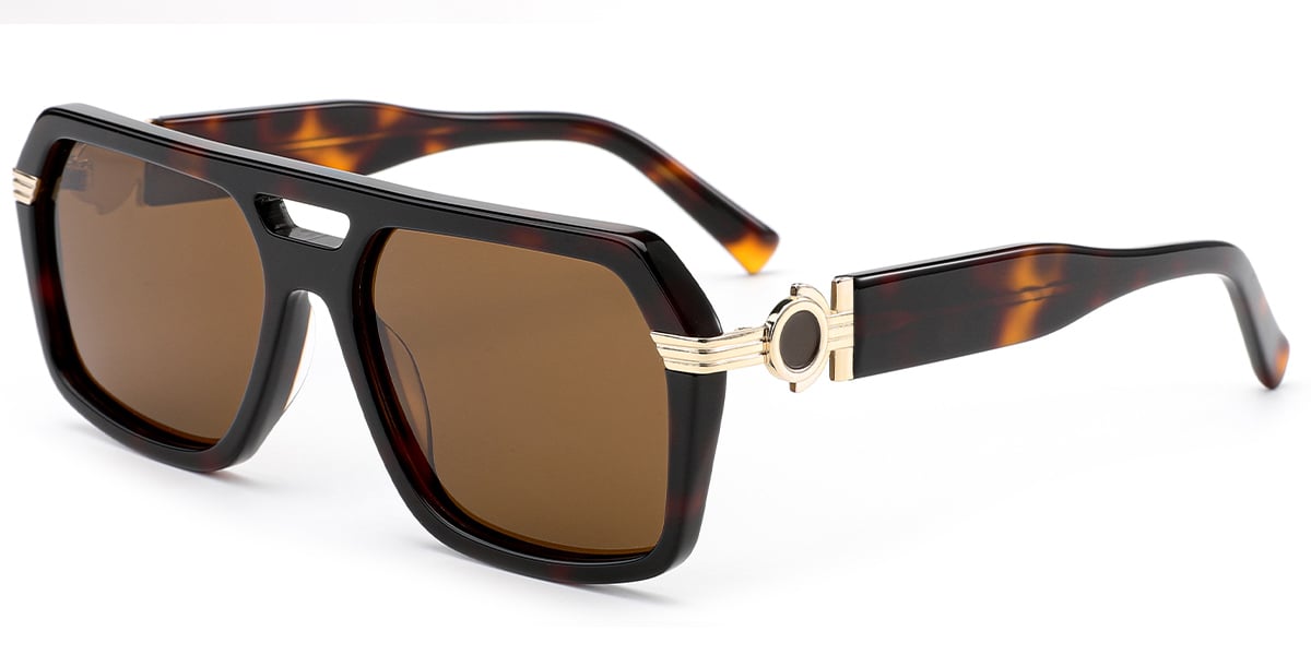 Acetate Aviator Sunglasses tortoiseshell+gradient_amber