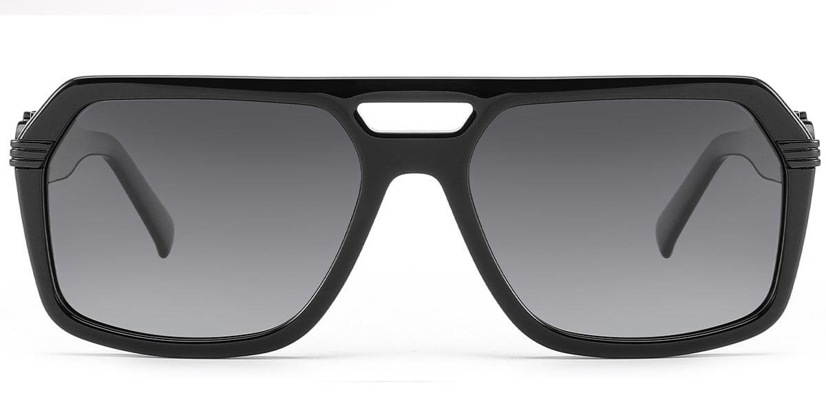 Acetate Aviator Sunglasses black+dark_grey_polarized