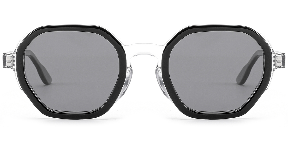 Acetate Square Sunglasses translucent-black+dark_grey_polarized