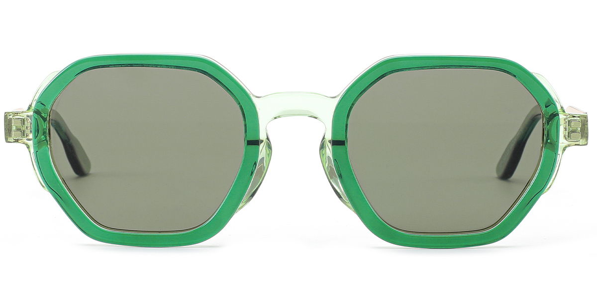 Acetate Square Sunglasses translucent-green+green_polarized