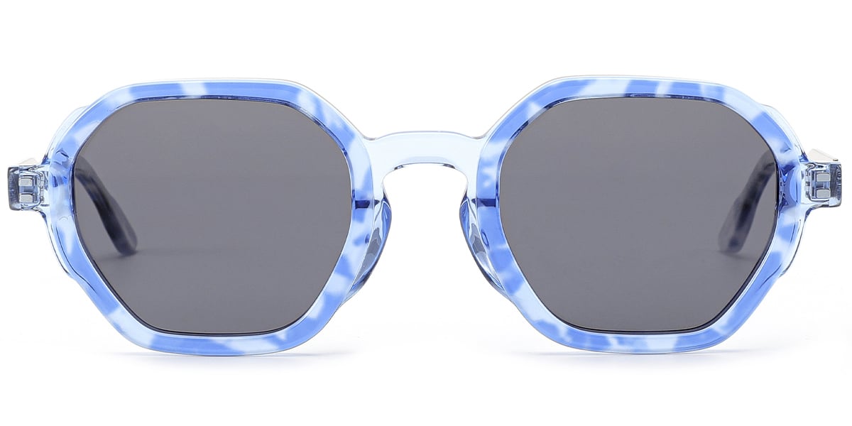 Acetate Square Sunglasses pattern-blue+dark_grey_polarized