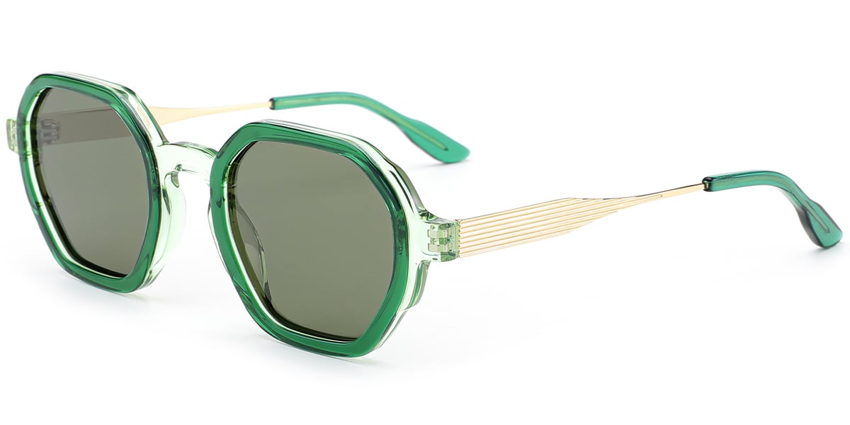 Acetate Square Sunglasses translucent-green+green_polarized