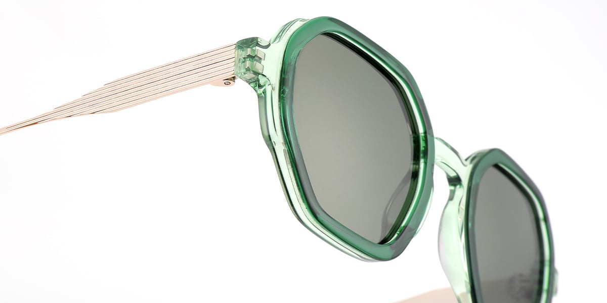 Acetate Square Sunglasses translucent-green+green_polarized