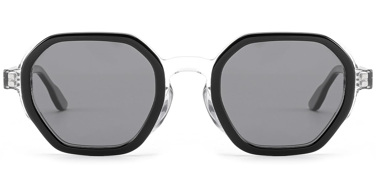 Acetate Square Sunglasses translucent-black+dark_grey_polarized