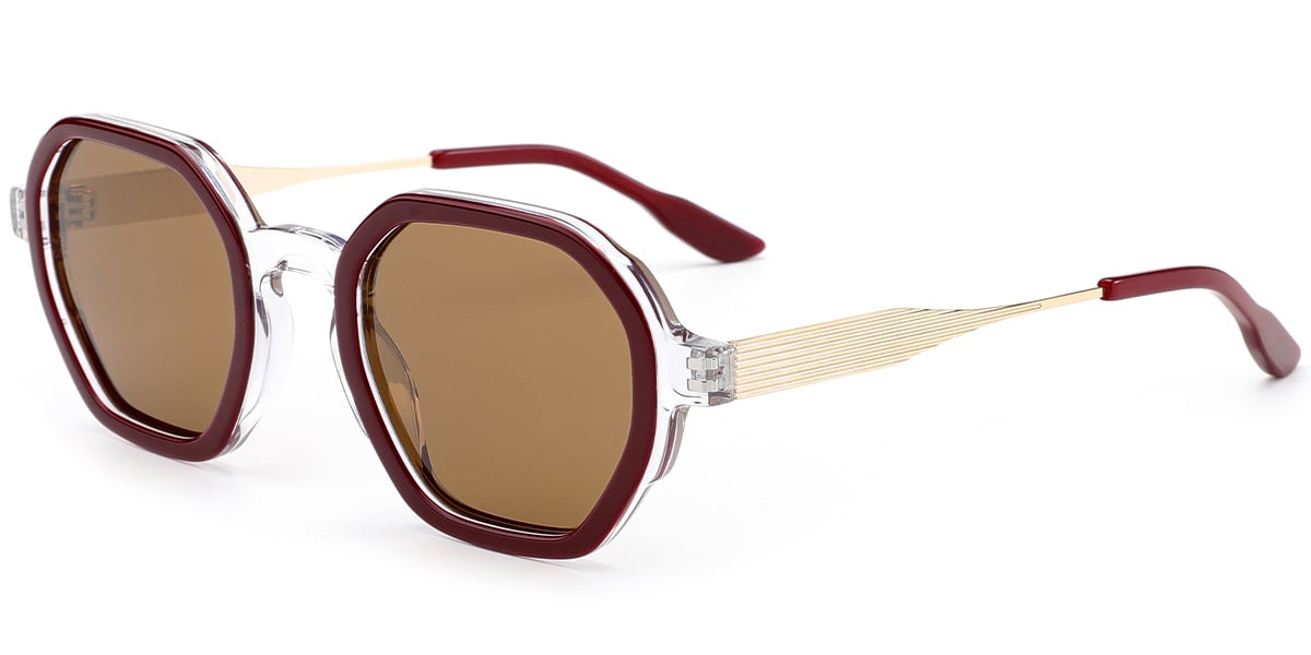 Acetate Square Sunglasses translucent-brown+amber_polarized