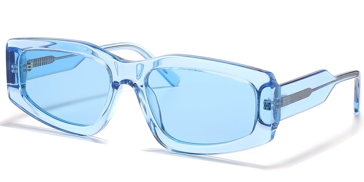 Acetate Rectangle Sunglasses translucent-blue+blue_polarized