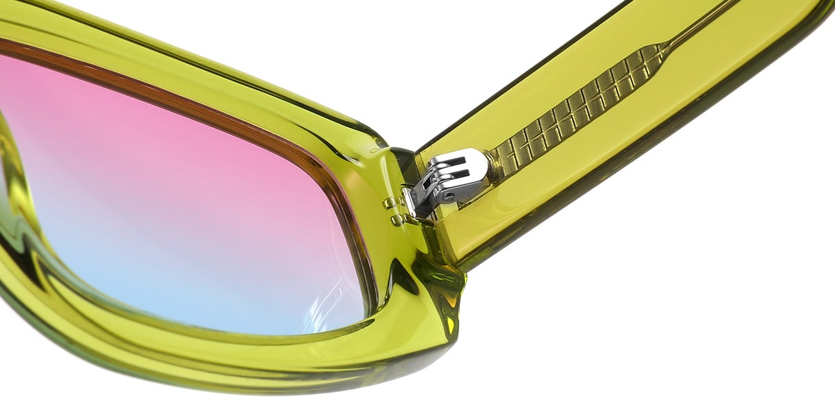 Acetate Rectangle Sunglasses translucent-green+blue-pink_polarized