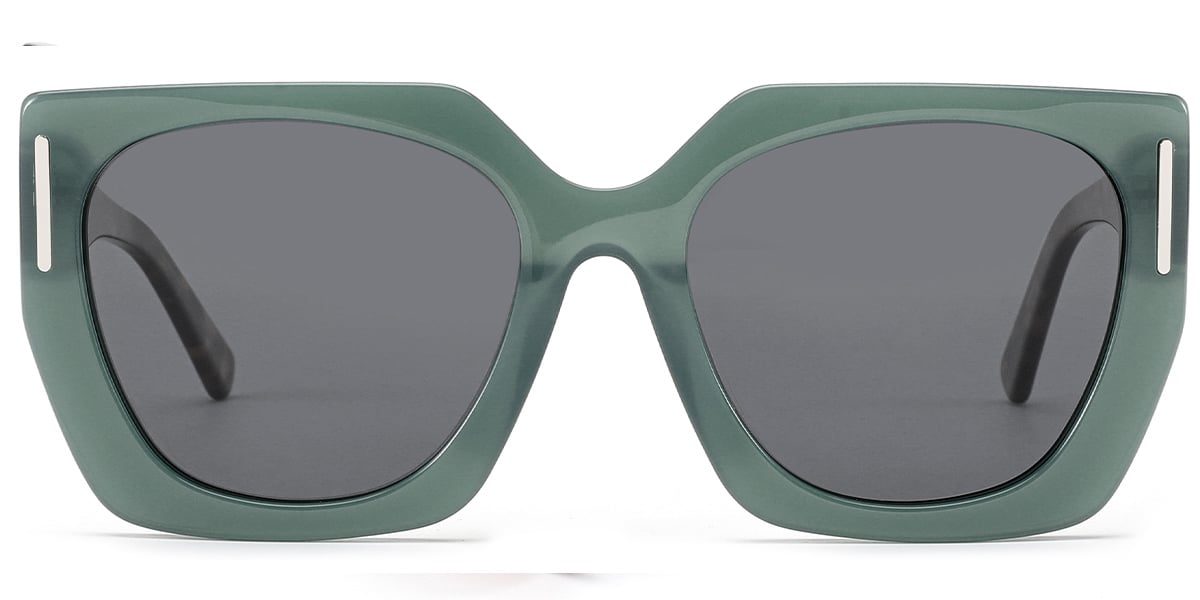 Acetate Square Sunglasses translucent-green+dark_grey_polarized
