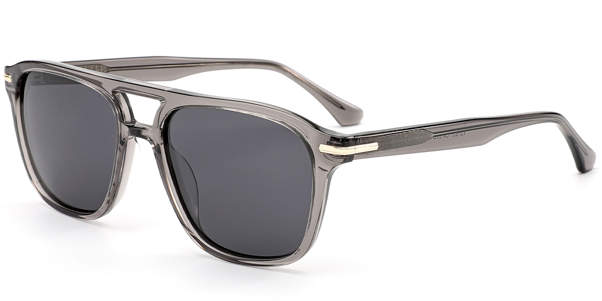 Acetate Aviator Sunglasses translucent-grey+dark_grey_polarized