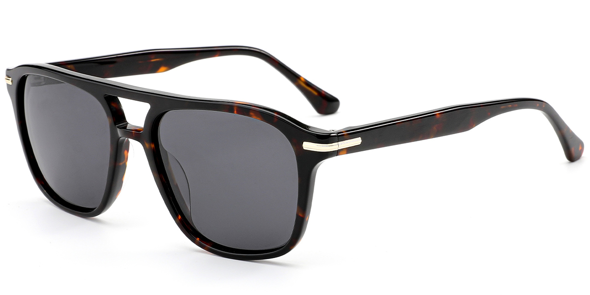Acetate Aviator Sunglasses tortoiseshell+dark_grey_polarized