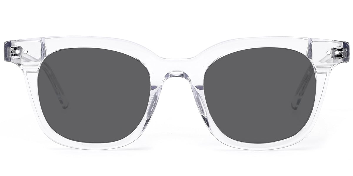 Acetate Square Sunglasses translucent-white+dark_grey_polarized