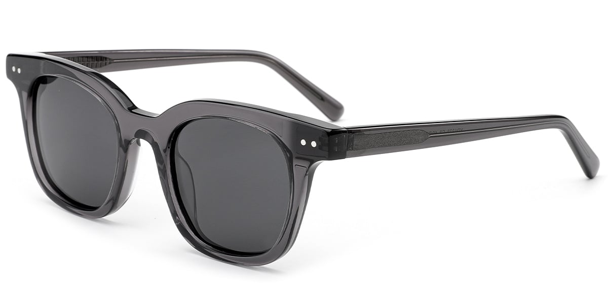 Acetate Square Sunglasses translucent-grey+dark_grey_polarized