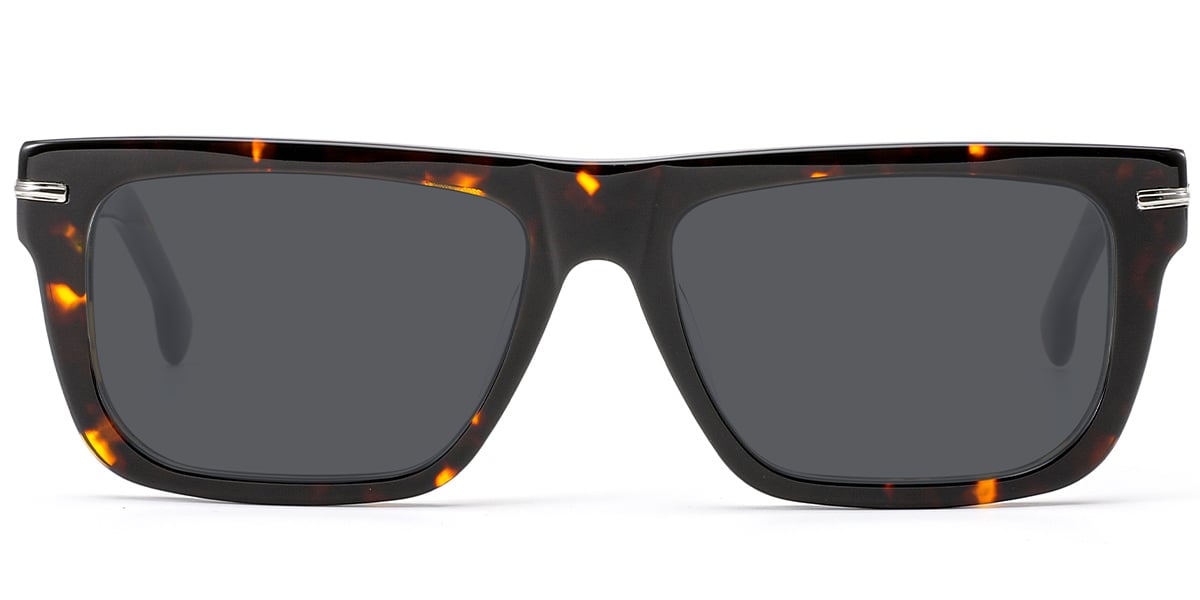 Acetate Rectangle Sunglasses tortoiseshell+dark_grey_polarized