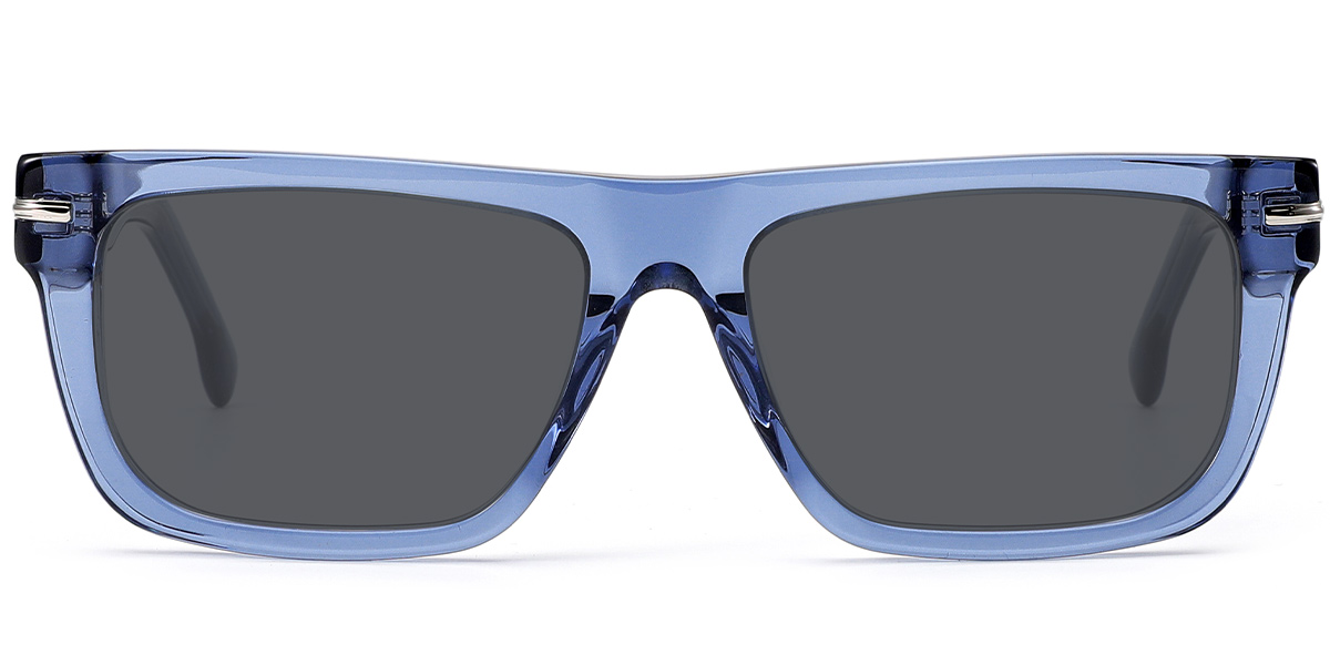 Acetate Rectangle Sunglasses translucent-blue+dark_grey_polarized