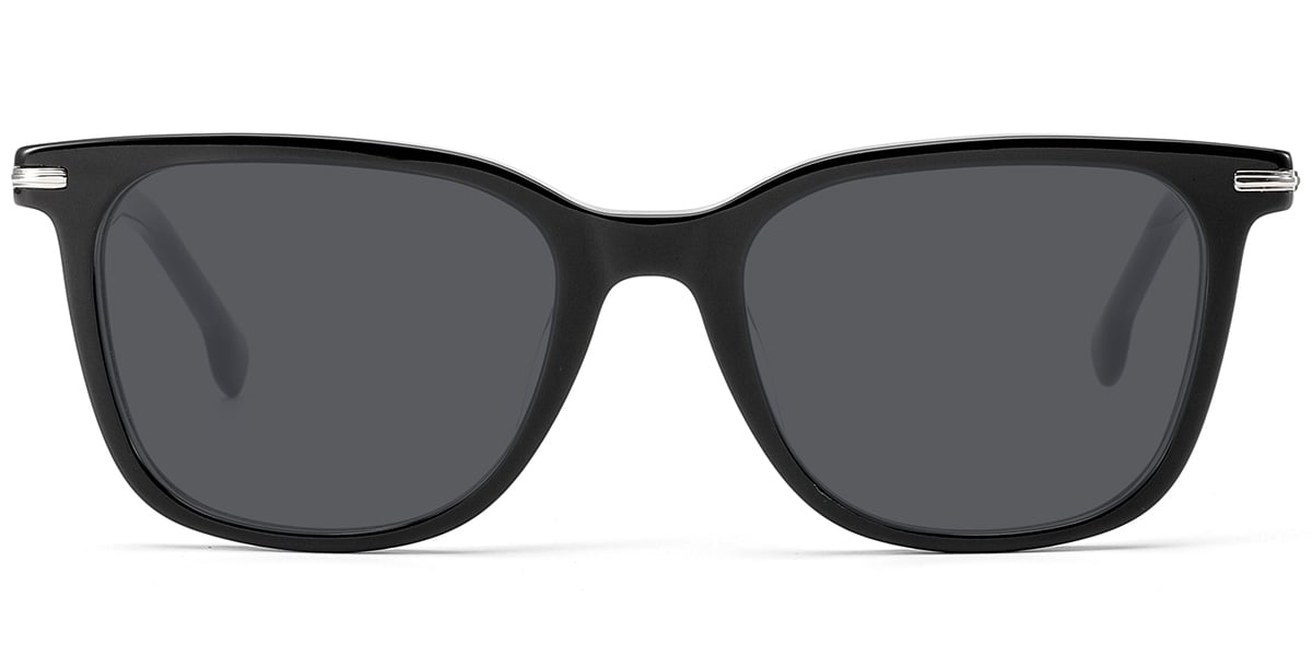 Acetate Square Sunglasses black+dark_grey_polarized