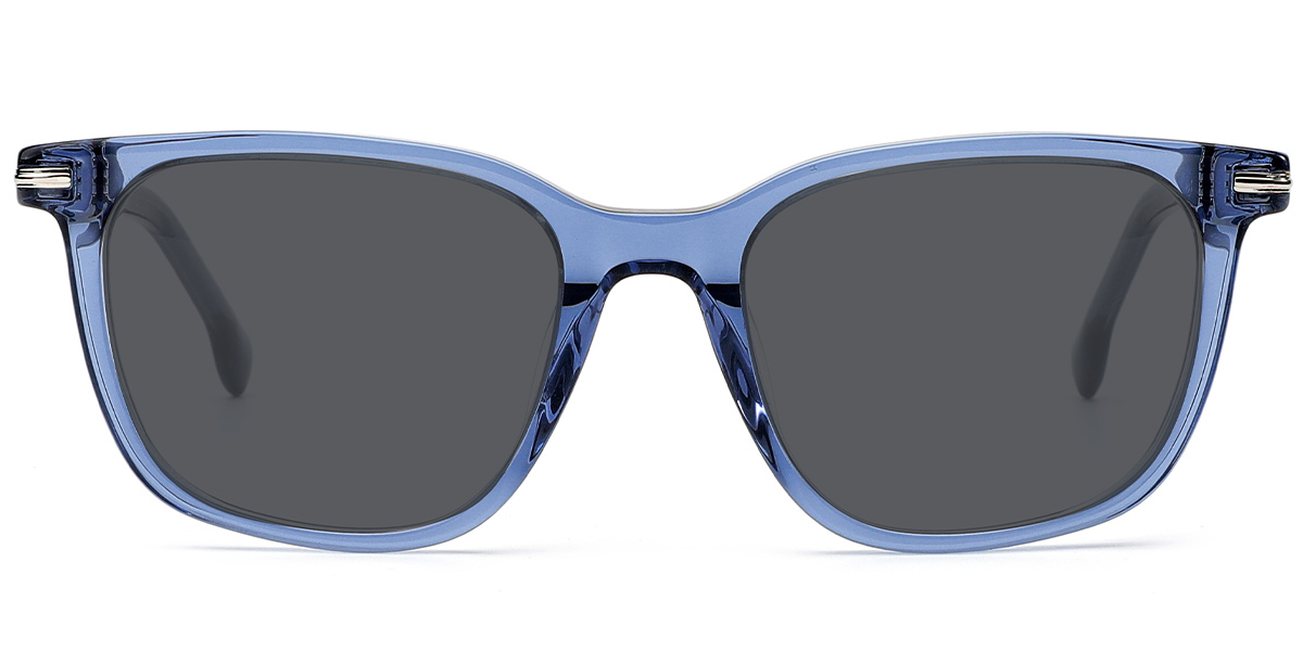 Acetate Square Sunglasses translucent-blue+dark_grey_polarized