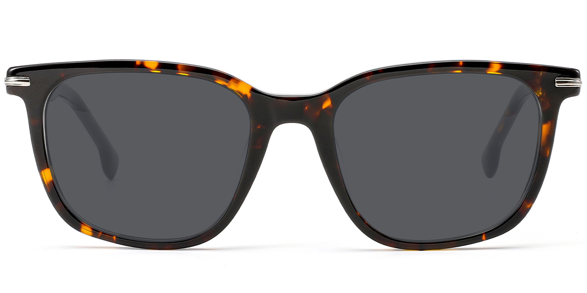 Acetate Square Sunglasses tortoiseshell+dark_grey_polarized