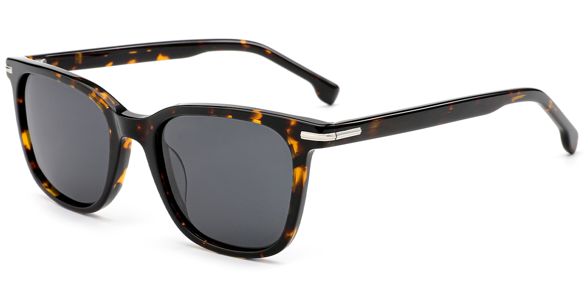 Acetate Square Sunglasses tortoiseshell+dark_grey_polarized