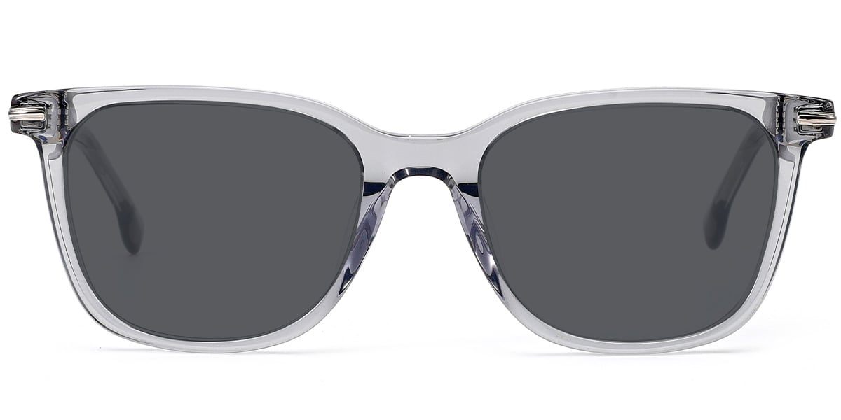 Acetate Square Sunglasses translucent-grey+dark_grey_polarized