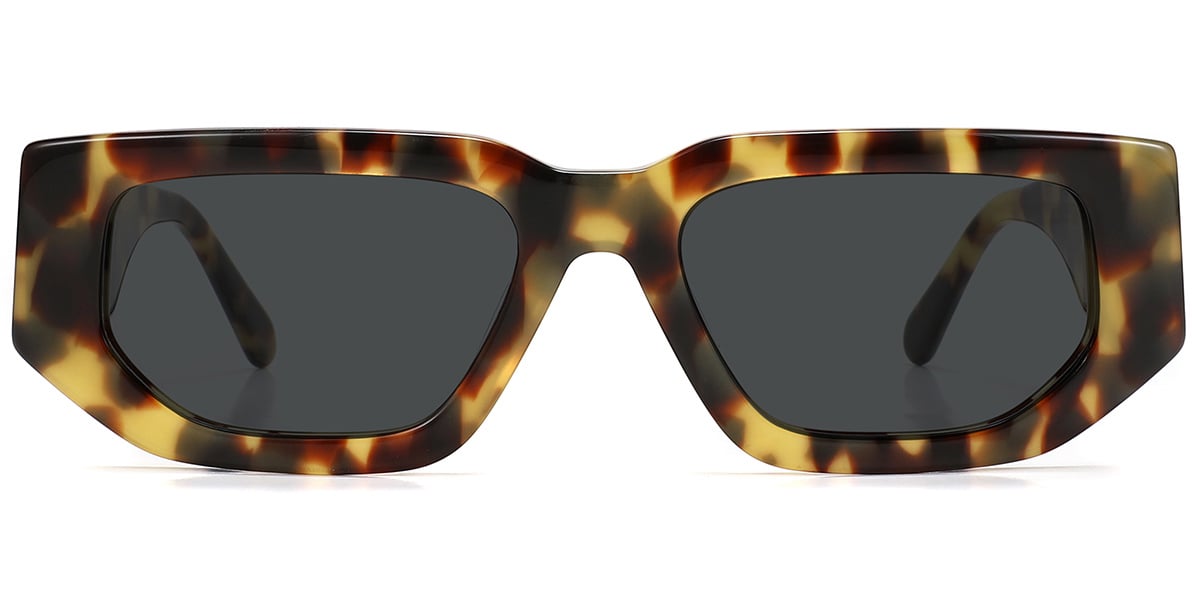 Acetate Rectangle Sunglasses tortoiseshell+dark_grey_polarized