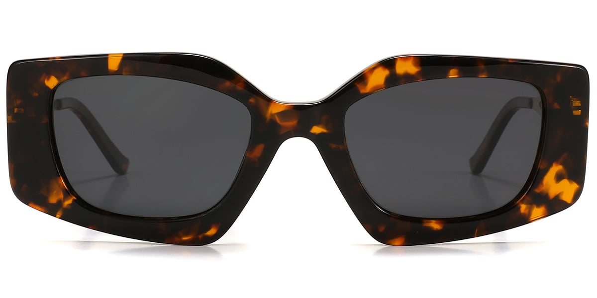 Acetate Rectangle Sunglasses tortoiseshell+dark_grey_polarized