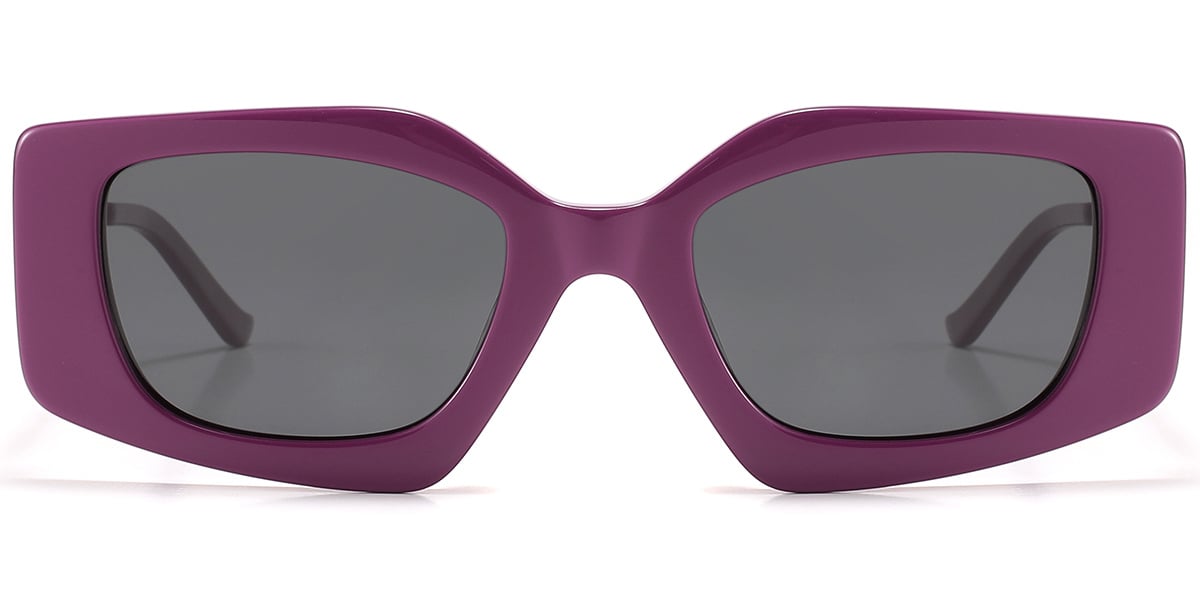 Acetate Rectangle Sunglasses purple+dark_grey_polarized