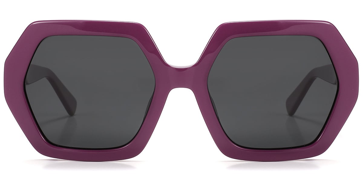 Acetate Square Sunglasses purple+dark_grey_polarized