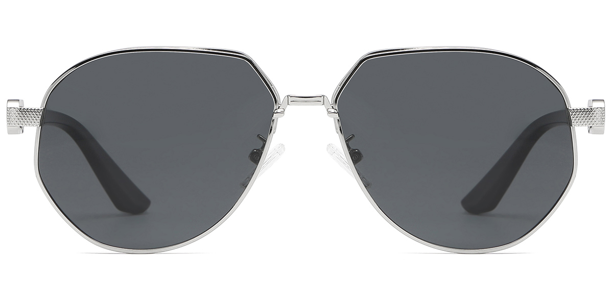 Geometric Sunglasses silver+dark_grey_polarized