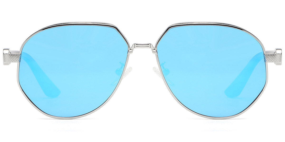 Geometric Sunglasses silver+mirrored_ice_blue_polarized