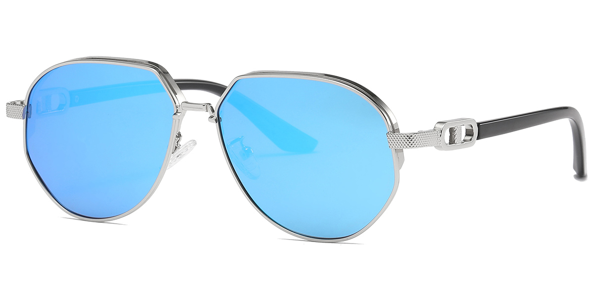 Geometric Sunglasses silver+mirrored_ice_blue_polarized