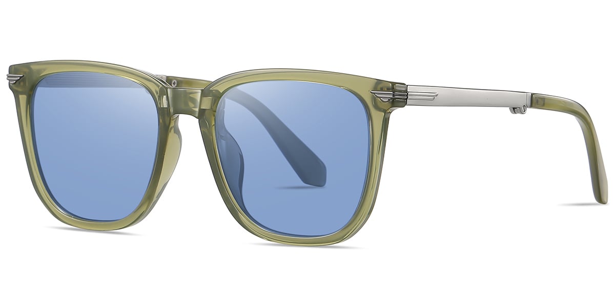 Square Sunglasses translucent-green+light_blue_polarized
